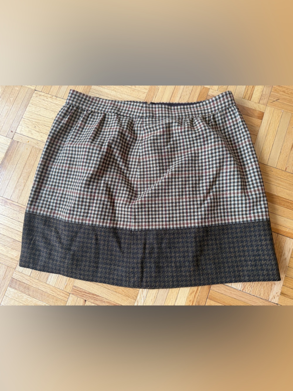 J. Crew Two-Tone Houndstooth Mini Skirt - Brown & Cream